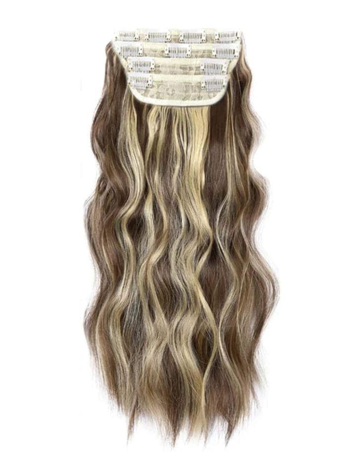 Four-piece wig 20-inch clip hair curly hair four Piano Color - Image 2