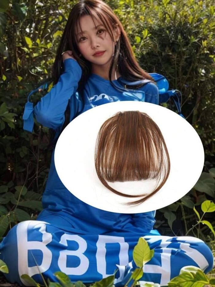 Light Brown Bangs Hair Clip in Human Wispy Fringe Light Brown
