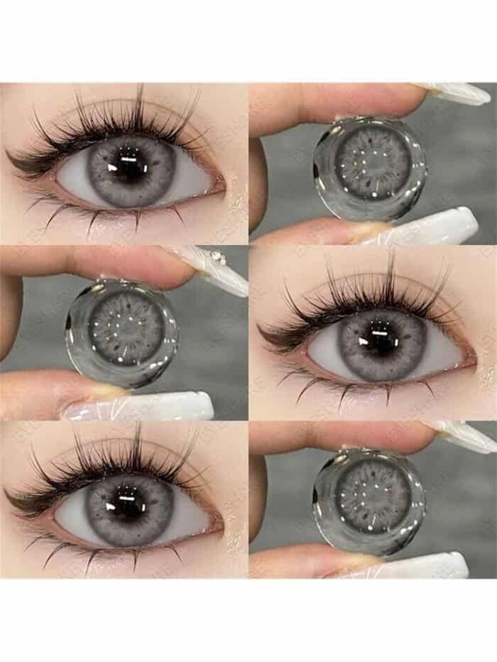 1 Pair Yearly Disposable Soft Colored Contact Lenses Grey