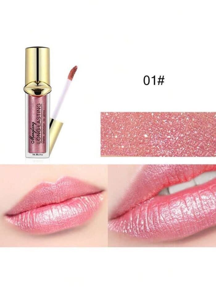 Non-Stick Cup Lip Gloss, Metallic Moisturizing Liquid Lipstick Water Gloss Lip Glaze