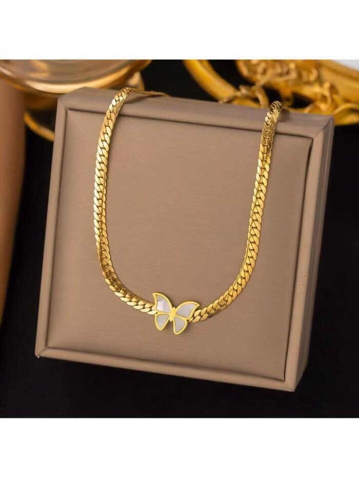 Stainless Steel 18k White Gold Collarbone Chain