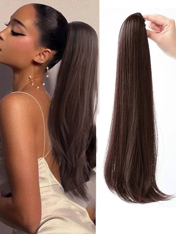 Synthetic Straight Long Ponytail Extension Hairpiece