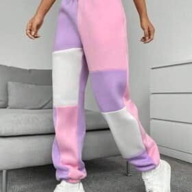 SHEIN Qutie Colorblock Drawstring Waist Sweatpants