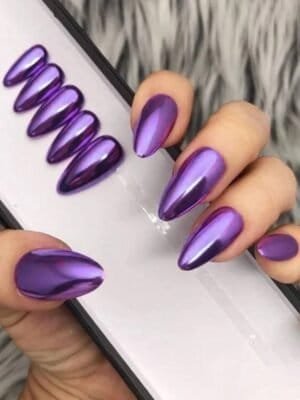 Transform Your Nails with 24pcs Short Almond Purple