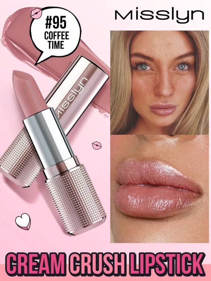 MissIyn Cream Crush Lipstick, Non Sticky & Creamy Moisturizing Lipstick #95 COFFEE TIME