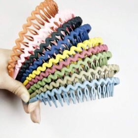 9pcs Solid Wave-Shape Hair Claw Casual