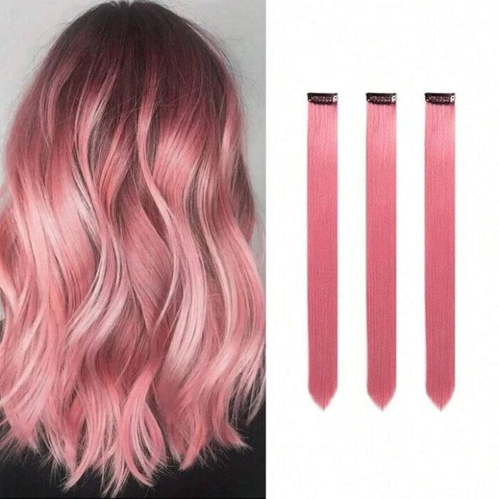 3pcs Women's Pink Hair Accessories Wig Clips