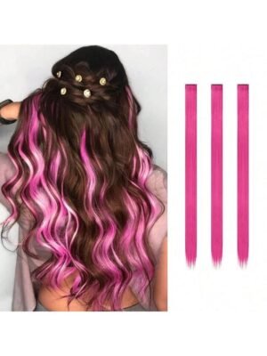 6pcs Women's Rose Pink Hair Extension Clip Set