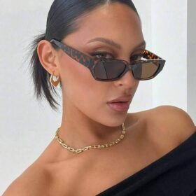 1PC Rectangular Sunshade Fashion Glasses, Fashionable Square Leopard Print Men's