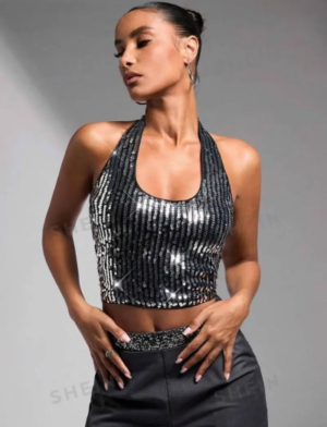 SHEIN BAE Women's Silver Fashionable And Versatile Outing