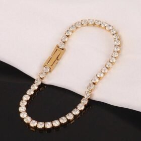 1pc 4mm Stainless Steel Tennis Chain Bracelet For Women Jewelry gold