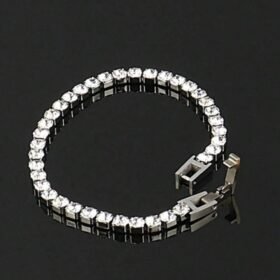 1pc 4mm Stainless Steel Tennis Chain Bracelet For Women Silver