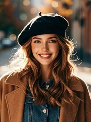 1pc Women's Solid Color Casual Beret Hat, Breathable And Comfortable Outdoor Leisure Cap