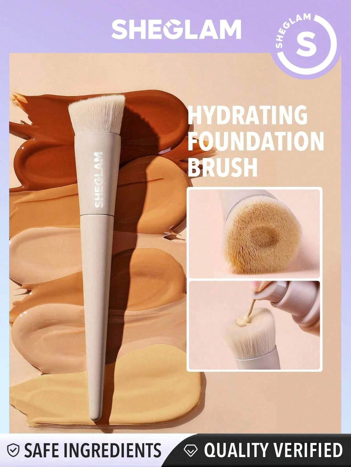 SHEGLAM Skinfinite Foundation Brush Synthetic Flat Top Grooved Design Foundation Brush Professional Makeup Brush Liquid Blending Makeup Tool