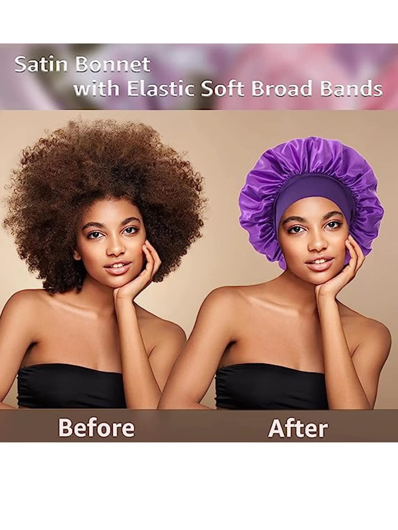 2Pcs Silk Bonnet for Sleeping, Satin Hair Bonnets, Soft Elastic Band Silk Sleep Cap, Silk Hair Wrap for Curly Hair - Image 4