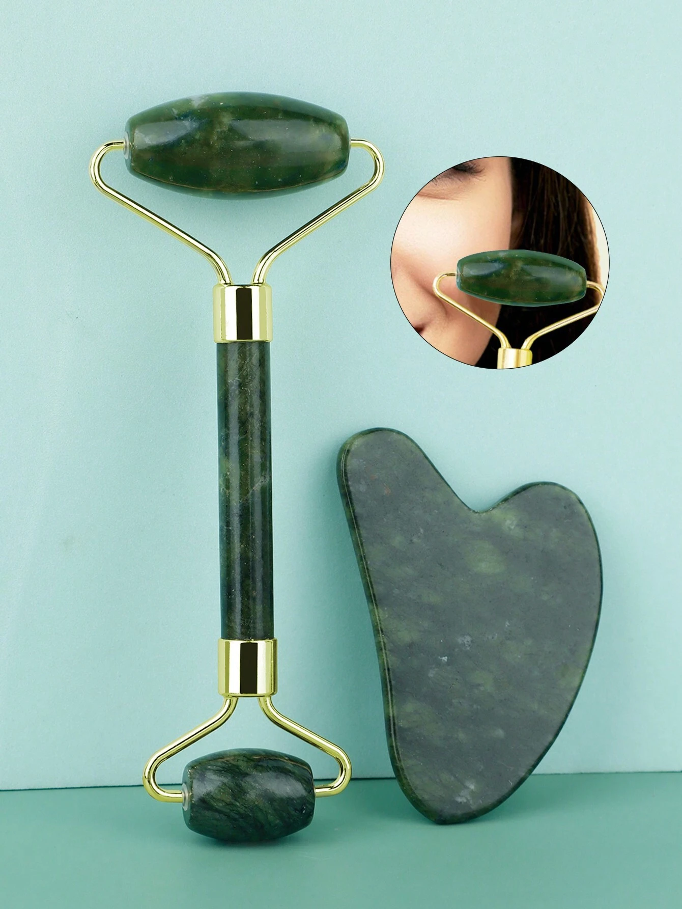 2pcs/Set Facial Massage Roller Set With Double