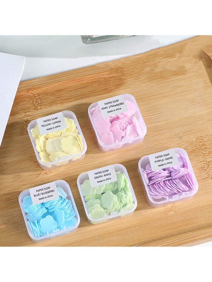 Box Disposable Soap Sheets, Travel Portable Mini Petal Hand Washing Paper Soap With Case