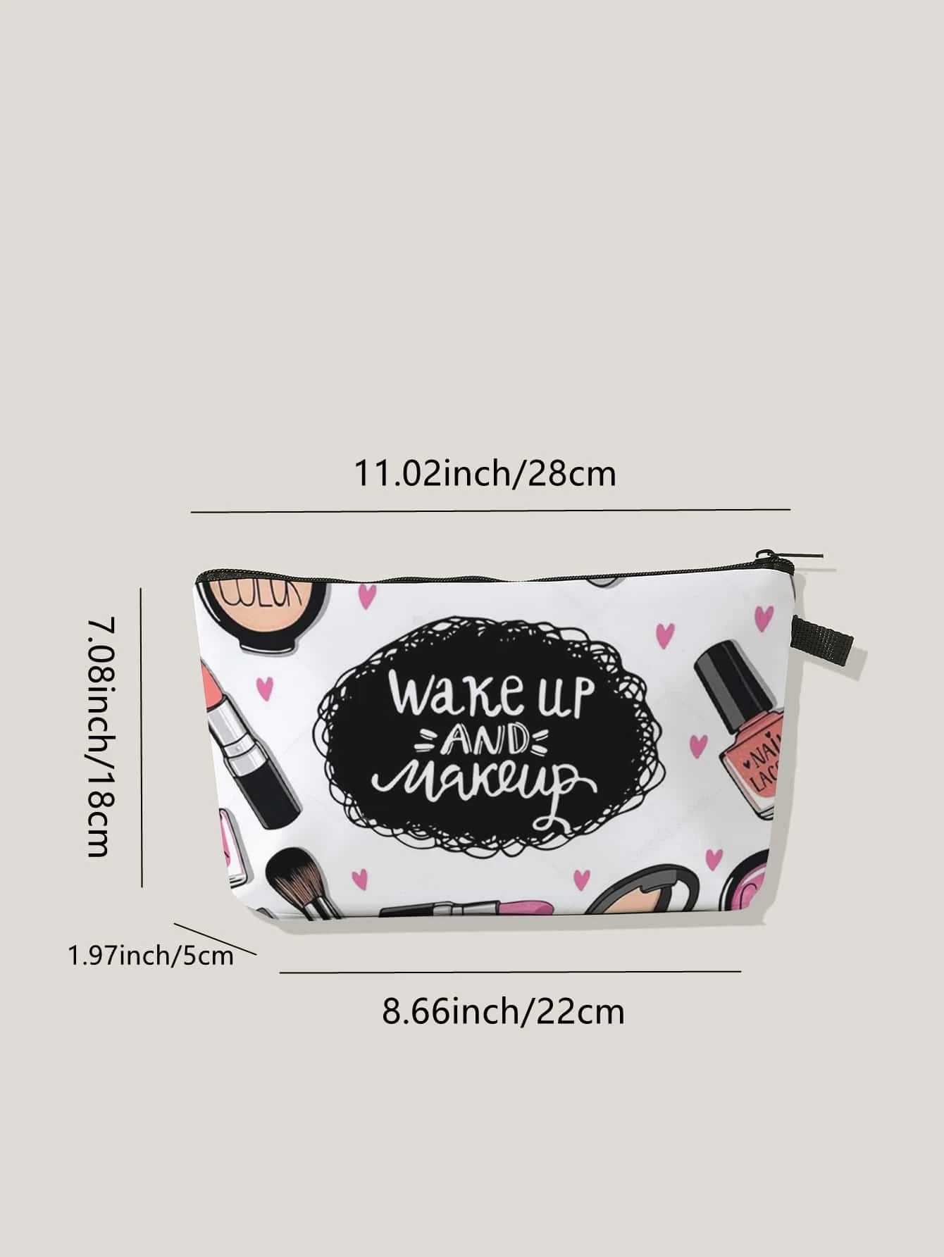 Cosmetic & Letter Graphic Zipper Makeup Bag - Image 2