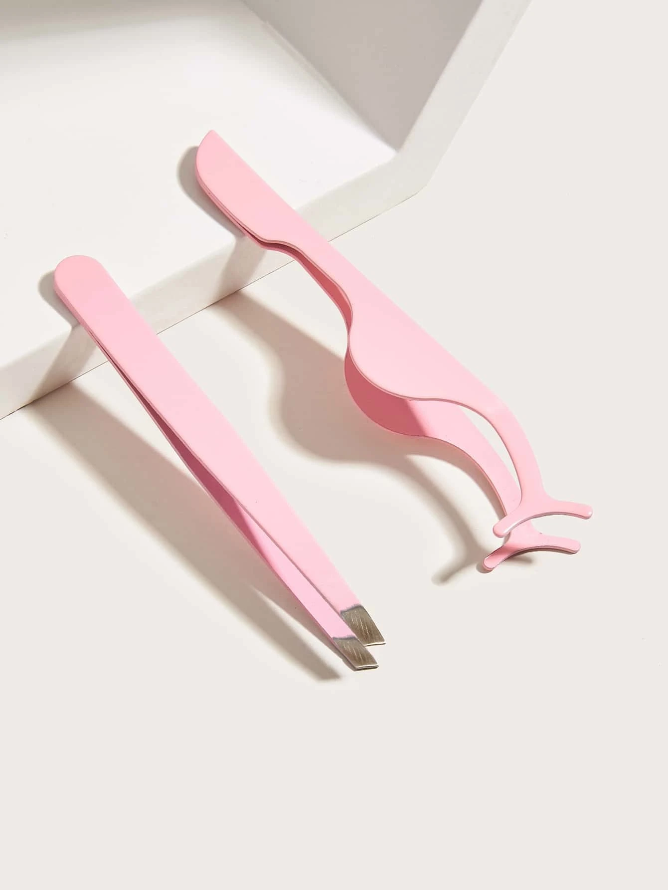 Eyebrow Tweezers & Eyelash Tweezers, 2pcs Elegant Solid