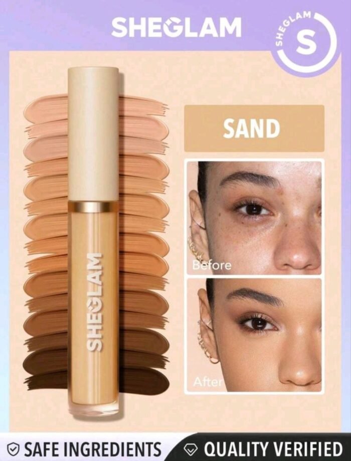 SHEGLAM Like Magic 12Hr Full Coverage Concealer-Sand Matte Liquid Concealer Long Lasting Brightening Color Corrector Weightless All-Day Long Lasting Hydrating Concealer