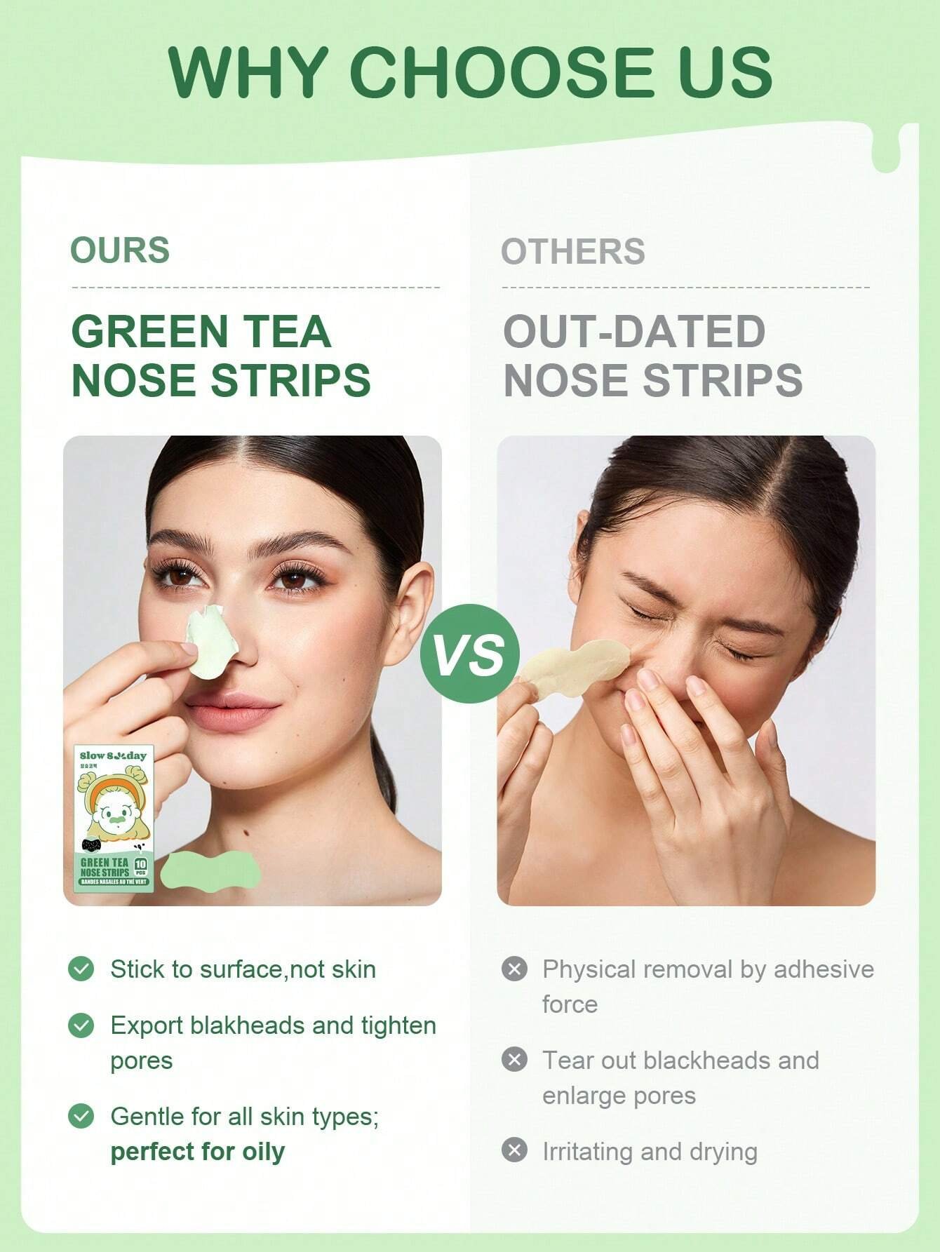 SlowSunday Green Tea Blackhead Remover Pore Strips - Image 2