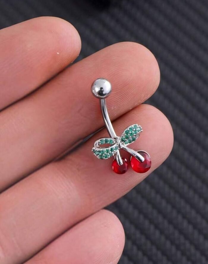 1 Piece, Diamond Studded, Cherry Navel Ring  For Daily Casual Wear