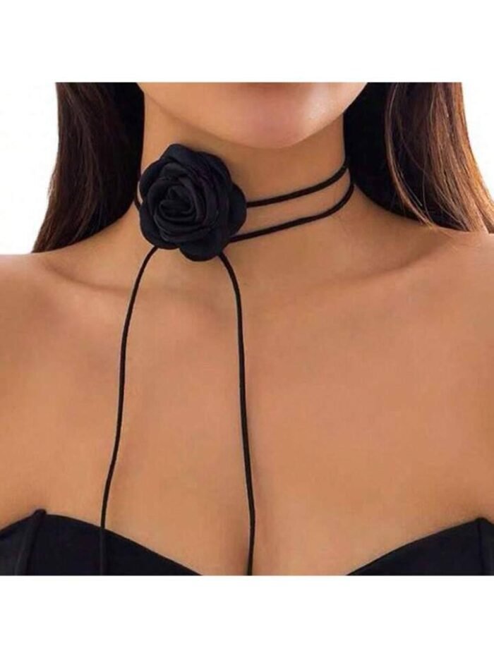 1pc Women's Creative Handmade Rose Flower Necklace