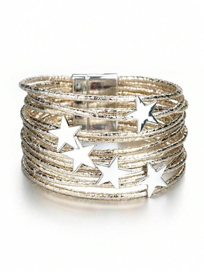 1 Pc Stylish Pentagonal Star Stackable Bracelet Multi-Layer Women's Wrap Bracelet