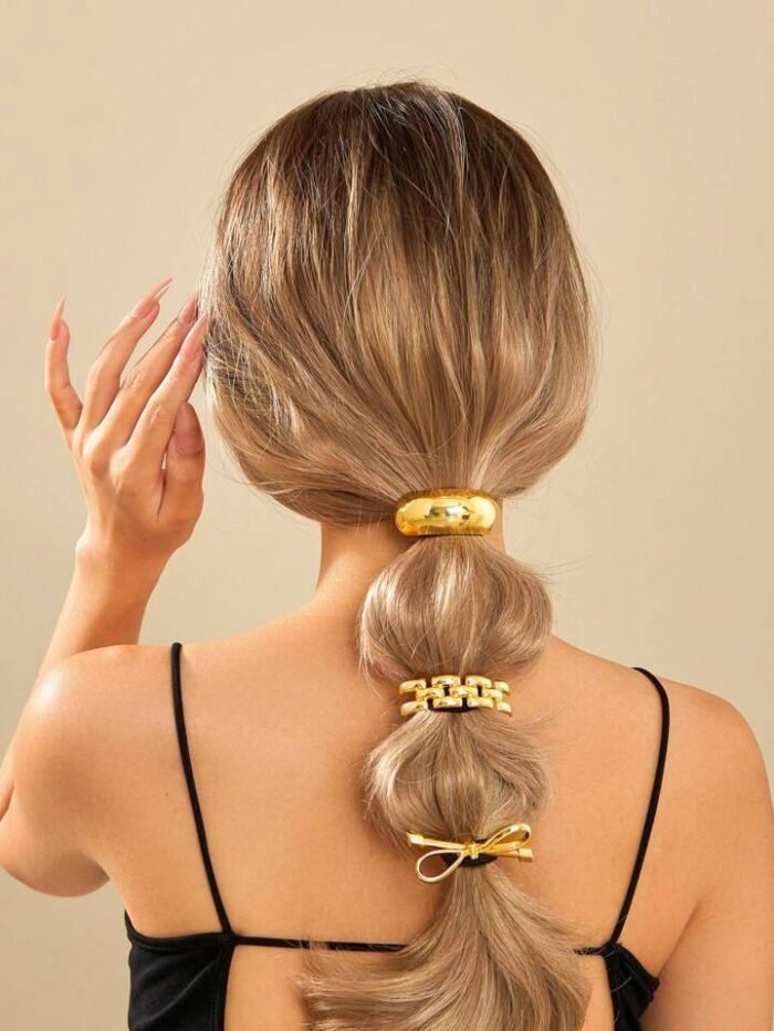 3pcs 1pc Elegant Alloy Solid Colour Bow Hair Tie Geometric Shape Hair Ties