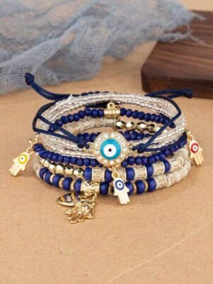 6pcs Set Exotic Style Bracelets For Women, Suitable For Daily Casual, Party Wearing
