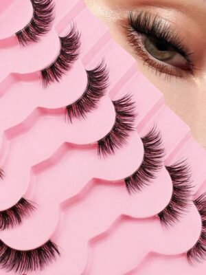 7 Pairs Half Lashes Clear Band 12mm Cat Eye Tail Elongated Lashes