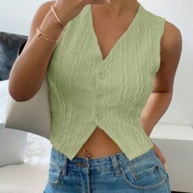 SHEIN Frenchy Women Simple Plain V-Neck Sleeveless Tank Top, Fashionable For Summer