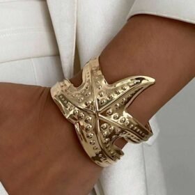 1pc Vintage Fashionable Exaggerated Creative Metallic Gold