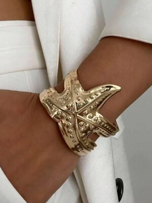 1pc Vintage Fashionable Exaggerated Creative Metallic Gold