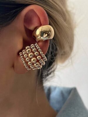 2pcs Exaggerated Wide Copper Clip-On Earrings For Women, Daily Wear And Vacation