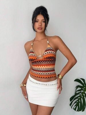 Aloruh Women's Bohemian Beaded Spaghetti Strap Camisole, Suitable For Spring Summer Holiday