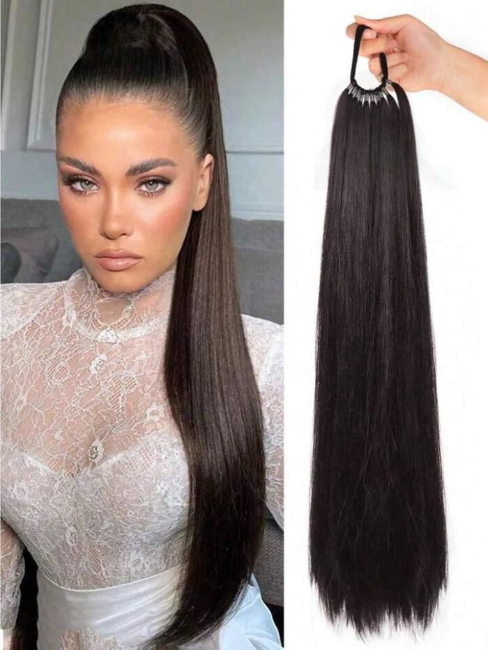 Synthetic Ponytail Extensions Rubber Band Hair Braided Pony Tail Hairpiece Black Blonde Brown