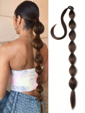 1pc Long Bubble Ponytail Wig 28 Options, Fluffy African Style Ponytail Wig For Women