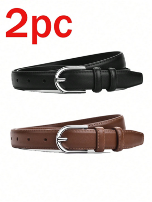 2pc  New Belt Women's Casual Versatile High-End Sense Matching Trousers Jeans