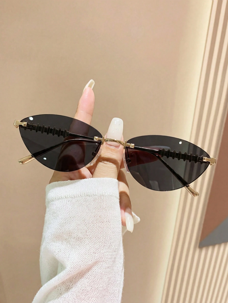 1 Pair Unisex Cat Eye Minimalist Small Frame Fashionable Sunglasses - Image 2