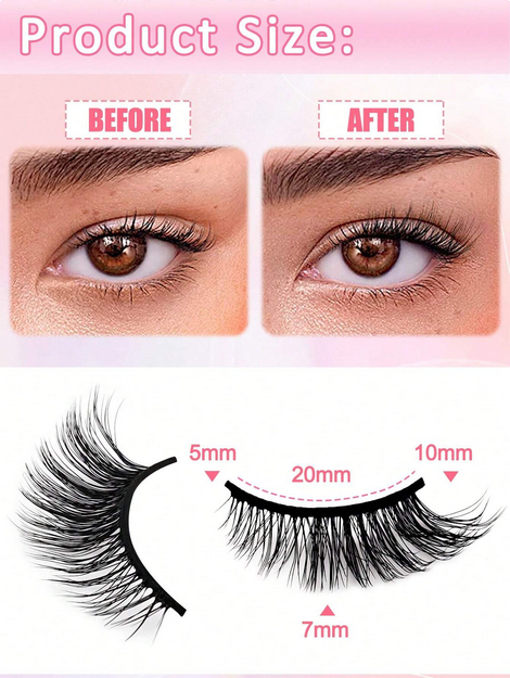 10 Pairs Natural Wispy Short False Eyelashes, Cat Eye - Image 2