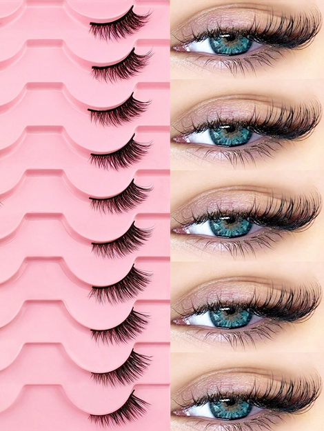 10 Pairs Natural Wispy Short False Eyelashes, Cat Eye - Image 4