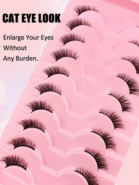 10 Pairs Natural Wispy Short False Eyelashes, Cat Eye - Image 5