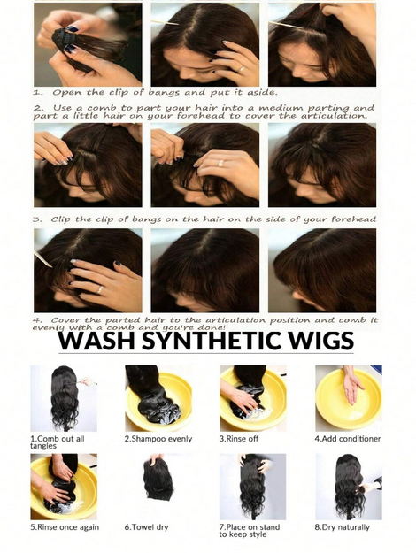 1pc Synthetic Air Bangs Wigs Hairpieces Hair Women Girl Black Hair Brown - Image 4