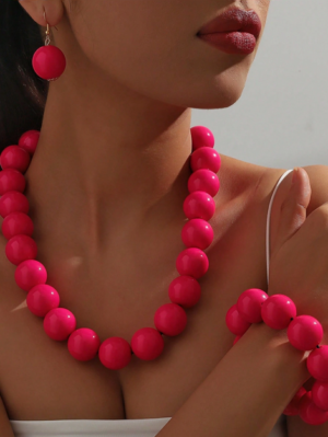 4pcs/Set Beaded Necklace, Bracelet, And Earrings Jewelry Set