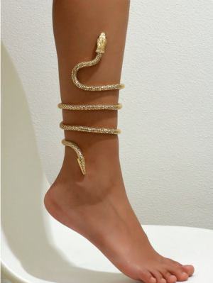 Metal ankle bracelet wrapped in snake