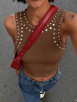 Rovax Solid Color Street Style Women's Vest, Fashionable Short Casual Tank Top