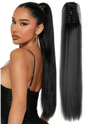 Synthetic Clip In Ponytail Hair Extension 22 Inch 140g Straight Dark Browm Claw