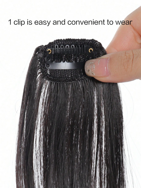 Clip In Bangs Black Centre Parting Bangs Hairpiece Synthetic Fake Wig Piece Bangs Hairpiece - Image 3