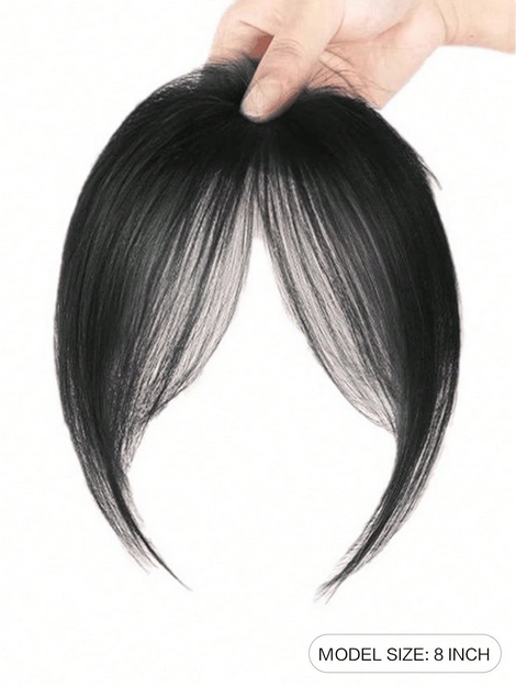 Clip In Bangs Black Centre Parting Bangs Hairpiece Synthetic Fake Wig Piece Bangs Hairpiece - Image 4